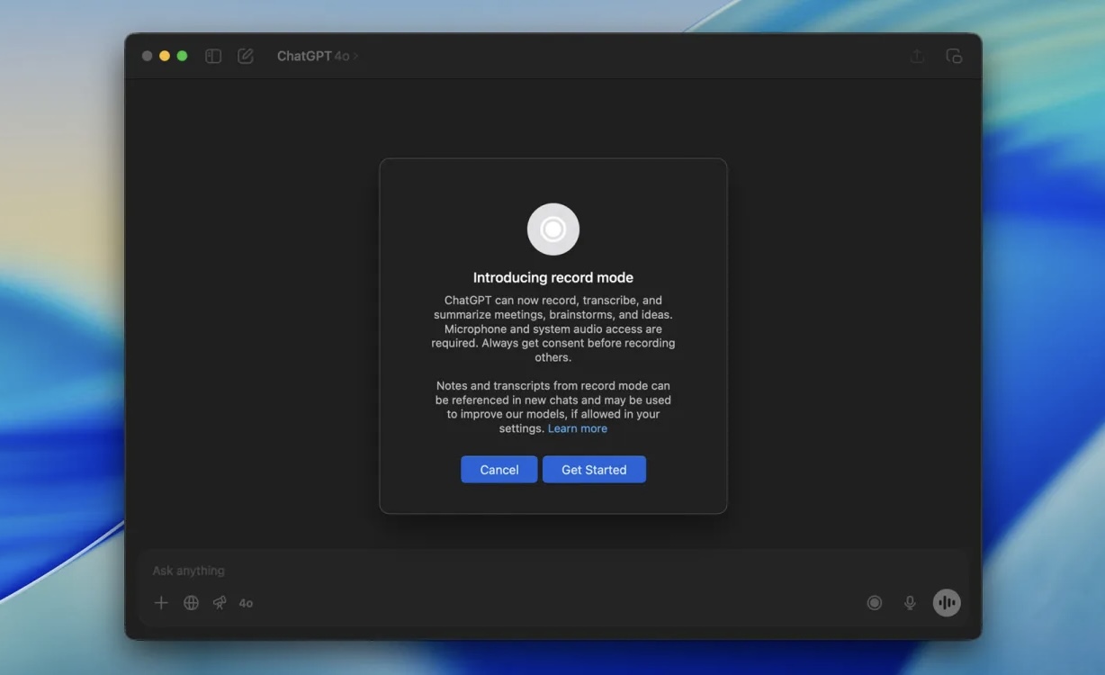 ChatGPT Record Mode macOS