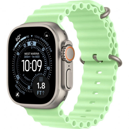 Apple Watch Ultra 3 (2025) 49mm, Natural Titanium, Ocean Band, Neon Green