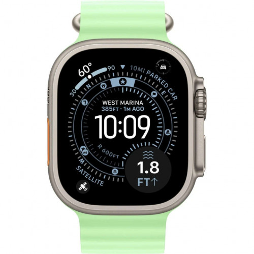 Apple Watch Ultra 3 (2025) 49mm, Natural Titanium, Ocean Band, Neon Green