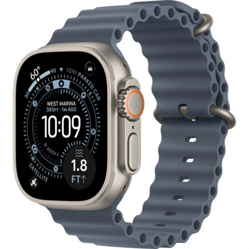Apple Watch Ultra 3 (2025) 49mm, Natural Titanium, Ocean Band, Anchor Blue