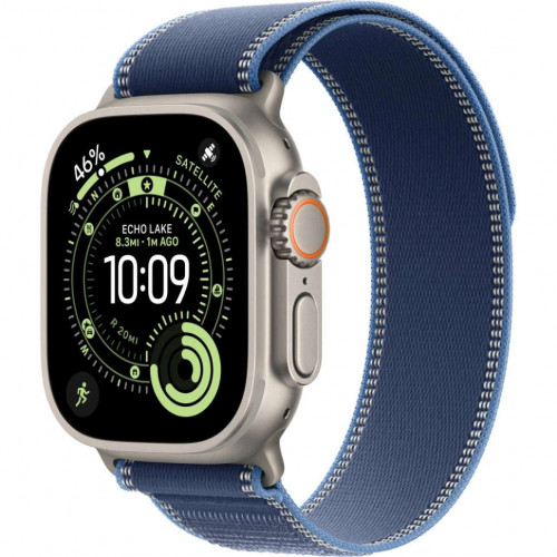 Apple Watch Ultra 3 (2025) 49mm, Natural Titanium, Trail Loop, Blue/Bright Blue