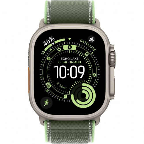 Apple Watch Ultra 3 (2025) 49mm, Natural Titanium, Trail Loop, Green/Neon
