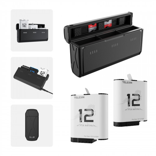 Telesin Charger + 2 Stamina Enduro Batteries for GoPro 9/0/11/12 (S0-ECB-01-TGP)