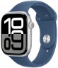 Apple Watch Series 10 46mm, Aluminum, Silver, Sport Loop, Blue Denim, M/L