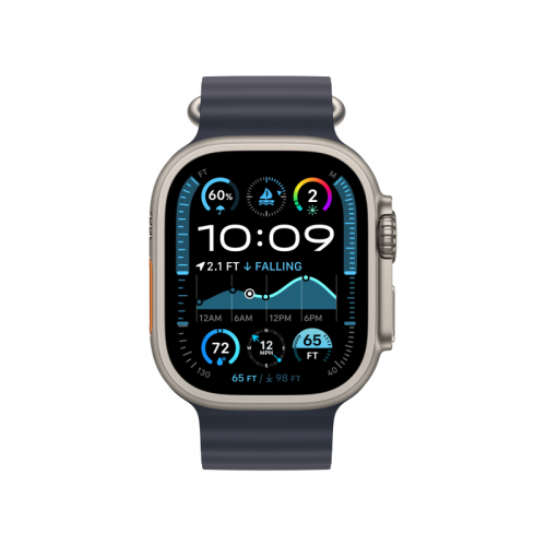 Apple Watch Ultra 2 GPS + Cellular 49mm, Natural Titanium, Ocean Band, Dark Blue