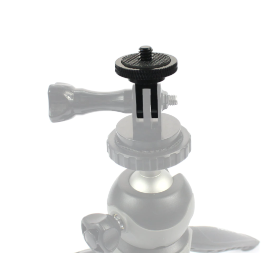 Mini metal adapter with 1/4" tripod thread for GoPro action cameras