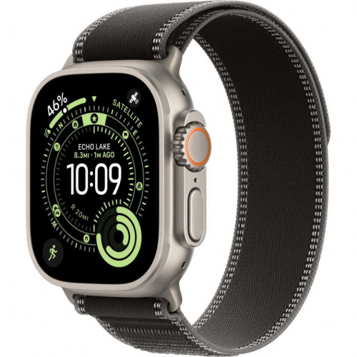 Apple Watch Ultra 3 (2025) 49mm, Natural Titanium, Trail Loop, Black/Charcoal