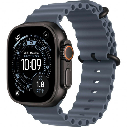 Apple Watch Ultra 3 (2025) 49mm, Black Titanium, Ocean Band, Anchor Blue