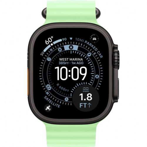 Apple Watch Ultra 3 (2025) 49mm, Black Titanium, Ocean Band, Neon Green