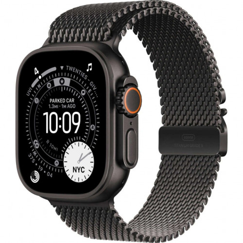 Apple Watch Ultra 3 (2025) 49mm, Black Titanium, Titanium Milanese Loop, Black