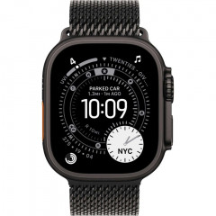 Apple Watch Ultra 3 (2025) 49mm, Black Titanium, Titanium Milanese Loop, Black